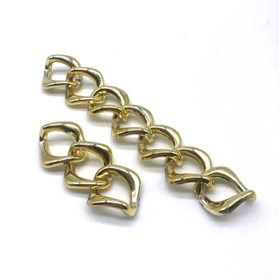 Gold Plated Shoe Buckles Chain Link Design Durable Abrasion Resistant 12.2cm 7.7cm 2.6cm Footwear Accessories Dress Shoes
