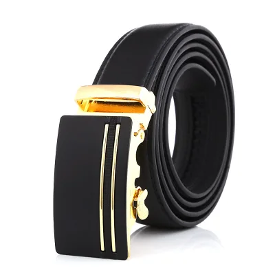 Men Cowhide Leather Business Waistband Dress Belt Automatic Buckle
