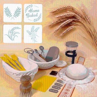 IWILL 15-Piece Sourdough Baking Set with Bread Stencil Food Safe Eco-Friendly Reusable Heat Resistant for Home Baking