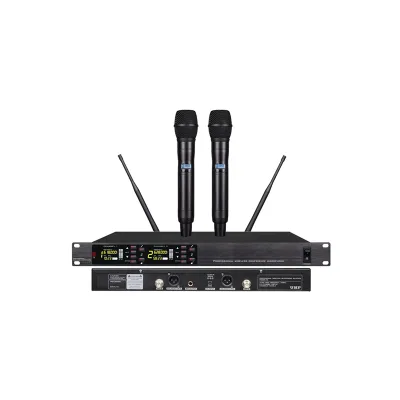 TY1000 Latest Design Professional True Diversity Dual Channels XLR Wireless Microphone Noise Cancelling LED Lights for