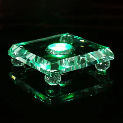NEW 3 High Quality 3D Laser Engraved Blank Square Crystal Glass Base Colorful LED Light Beads Wholesale