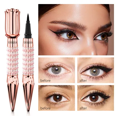 Eye Liner Pen Diamond Bling Glitter Liquid Eyeliner No Glue Non Magnetic Eye Liner Self-adhesive Eyeliner for EyeMakeup