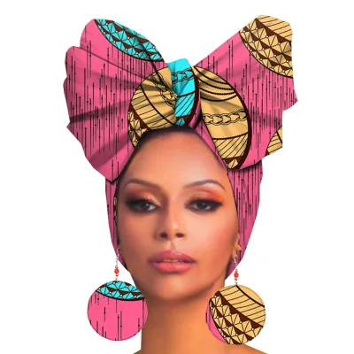 Headwraps Headscarf Head Tie Hot Sales African Fashion for Women OEM Service Adults Head Scarf African Print 2pcs Not Support