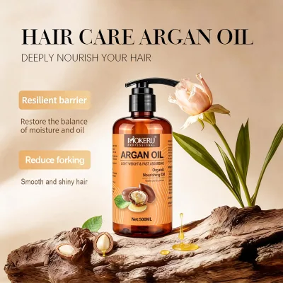 Mokeru 500ml Argan Oil Hair Serum | Deep Nourishing Leave-In Repair | Smooth & Anti-Frizz | OEM/ODM Supported
