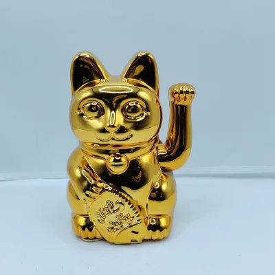 Wholesale Gold Lucky Cat Feng Shui Welcome Cat Kitty Statue 23cm Customized Gold Lucky Fortune Cat for Home Decoration