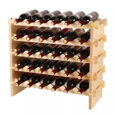 Wine Rack  30  Bottle Stackable Wood Wine Display Racks  Kitchen Free Standing Wine Storage Shelf