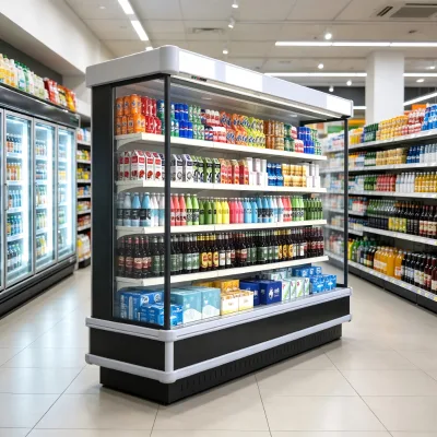 Square Combined Full Glass Door Beverage Display Fridge Vertical Air Cooling Chiller