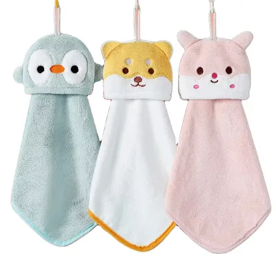 NEW Cartoon Lucky Animal New Cute Creative Coral Fleece Thickened Kitchen Bathroom Towel Absorbent Towel