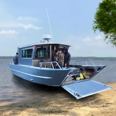 Ecocampor 25ft Exploring Barge Voyage Luxury Boat Cabin Cruiser with Dual Console and Fridge for Sale