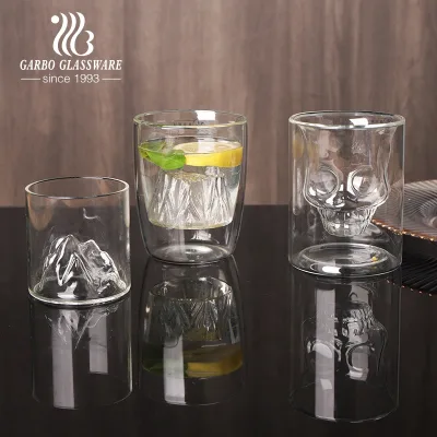 GARBO Customized Designs Heat Resistant Glass Espresso Coffee Mugs 270ml Mountain Shape Double Wall Handmade Modern Luxury Style