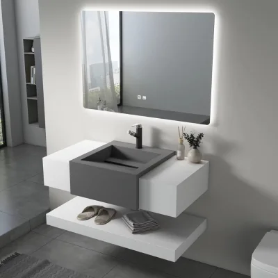 New Farmhouse Style Hotel Wall-Mounted Modern Marble Basin Environmental Friendly High Quality Bathroom Bathroom Furniture