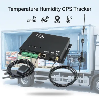4G GPS Tracker Temperature Humidity Data Logger With GPRS Cellular Connection For Vehicle Monitoring