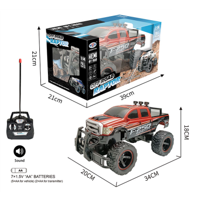 New Design 1:14 Cross Country 4-way Remote Control Car  Pickup 4-way Off-road Remote Control Car Red