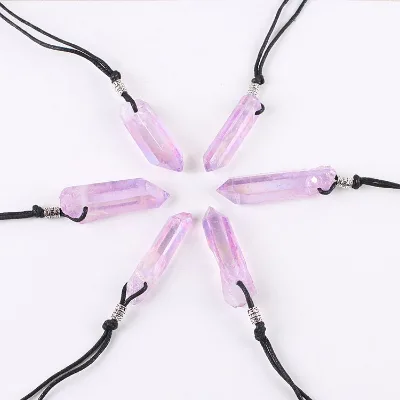 HY Wholesale Natural Clear Quartz Crystal Double Aura Quartz Points Gemstone Crystal Pendant