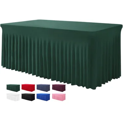 Elastic Polyester Table Skirt Stretch Spandex Rectangular Tablecloth Wedding Banquet Bulk Wholesale
