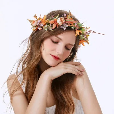FC778 Hera Custom Girls Floral Head Band Flower Crowns Girls Hair Crown Artificial Flower Crown