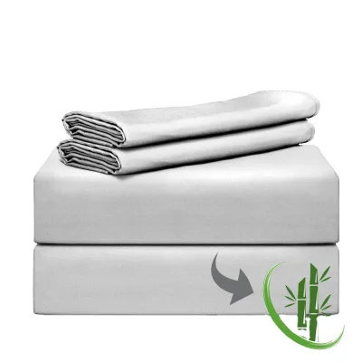 HONEYMOON Luxury Silky Soft White Fitted Flat Design Machine Washable Organic Custom Bedding 100% Bamboo Fabric Bed Sheet Set