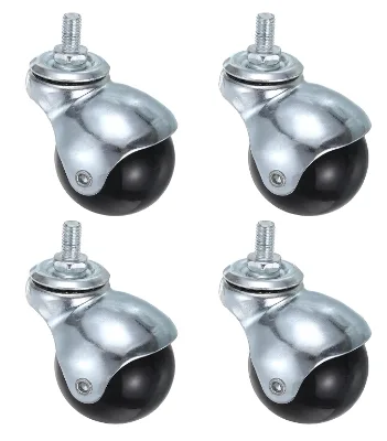 Universal 2 Inch Spherical Wheel Furniture Casters Silent Ball Casters Brakes Sofa Kitchen Bedroom Dining Metal Rubber Plate