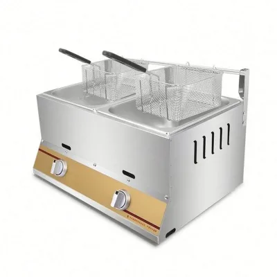 Economical 2 tank 2 Basket Chicken Food Chips Fryer Machine Gas Small Gas Fryer Gas Fryer Commercial Double tank