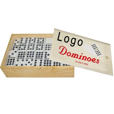 Double 9 Dominoes Set with Wooden Storage Box 55 Piece Set Double Nine Domino Set