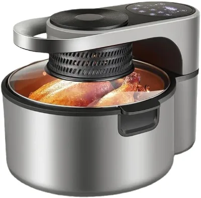 8L Flip Cover LED Touch Screen Air Fryer 1350W Oil-Free Oven with Non-Stick Basket