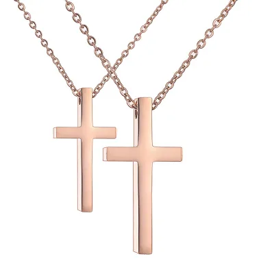 Small Crucifix Jesus Cross Pendant Necklace Gold Plated Jewelry Wholesale Christian Stainless Steel Women Gold Cross Necklace