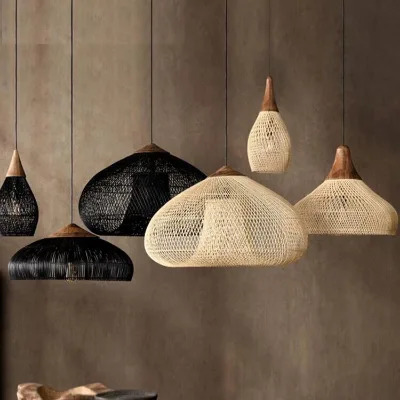 Hot sale Hot Sale Bamboo Rattan Lampshade Handmade Folk Art Style With Painting Pattern Suitable for Home Decoration Lampshade