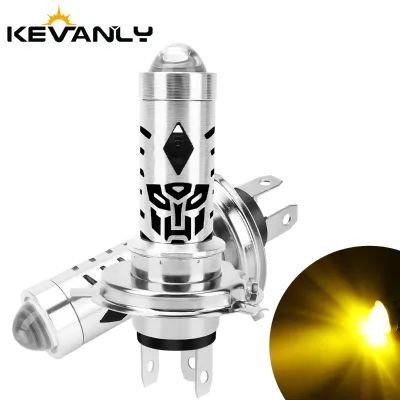 LED Motorcycle Headlight Bulb H4 BA20D P15D Dual Color White Yellow Hi Lo Beam Waterproof Motorbike Headlamp
