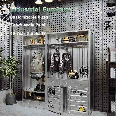 Industrial Style Double-Sided Display Rack for Shoes Hats & Wardrobe Adjustable Iron Bedroom Furniture Factory Direct