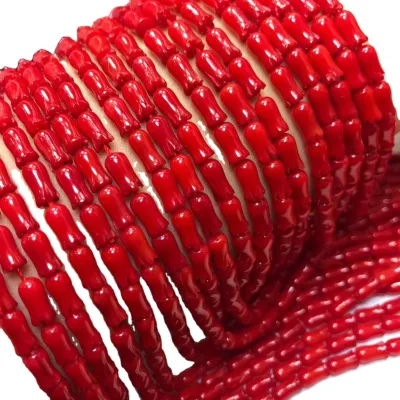 Natural Loose Stone Pink Red Carved Coral Tulip Flower Beads for Jewelry