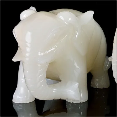 White Feng Shui Jade Elephant Statue for Wholesale