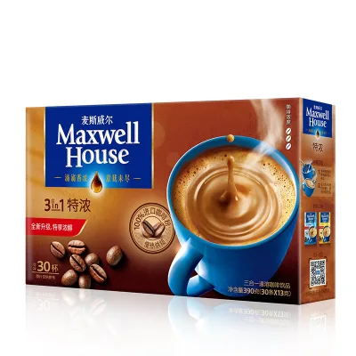 Maxwell Espresso 30 Bar Instant Three-in-One Coffee Noodles Mellow with Chocolate and Sugar Flavors Bitter Taste 390g Box