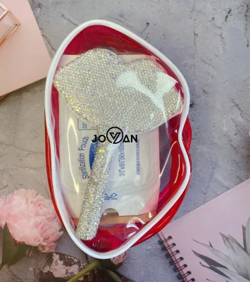 Waterproof Toiletry Organizer Train CaseC Red Lip Makeup Bag