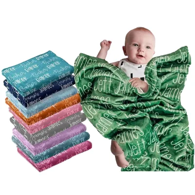 Personalized Name Printed Blanket Bedding Custom Floral Animal Dot Striped Festival Leaves Woven Fabric Shower Gift Baby