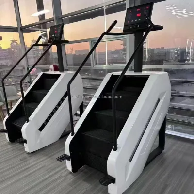 FIRSTFIT Commercial Machine 15 Adjustable Speeds Low-Impact Cardio Strength Trainer LED Display Steel Electric Stair Climber