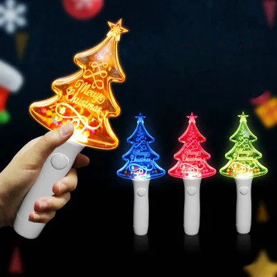 Customized LED Acrylic Handheld Star-Shaped Christmas Tree Light Halloween Glow Sticks Graduation Back School Sports Party