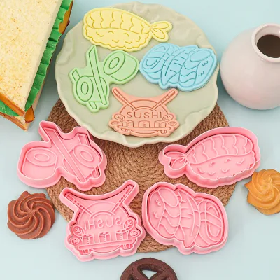 Sushi Series 3D Cartoon Plastic Biscuit Mould Eco-Friendly 2-Piece Cookie Cutters