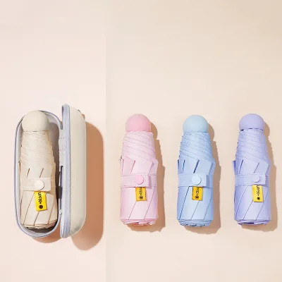 Mini Pocket Capsule Umbrella UV Protection Lightweight Compact Folding Umbrella with Storage Case Waterproof Portable Umbrella