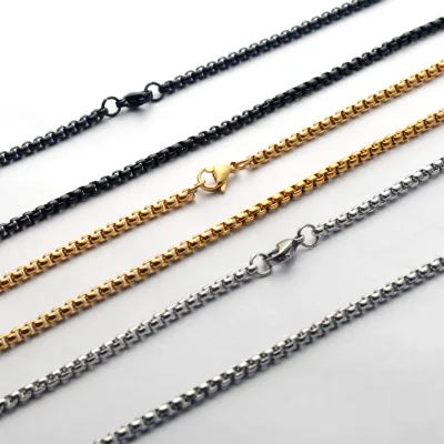 Wholesale Stainless Steel Necklace Chains Bulk Gold Silver Black Box Chain Necklace for Unisex Diy Jewelry Making Accessories