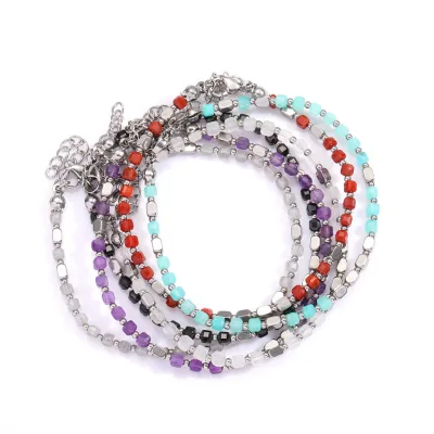 Vintage Geometric Woven Beaded Natural Stone Chain & Link Adjustable Unisex Boho Style Jewelry Perfect Gift for Men Women