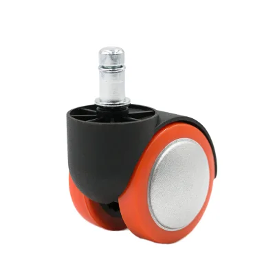 Orange Grip Ring Stem Twin Wheel Swivel Caster Furniture Castor for Office Chair Sofa Cabinet and Table