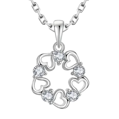 Elegant Ladies Custom Minimalist Love Heart 925 Sterling Silver Round Heart Jewelry Necklace for Women