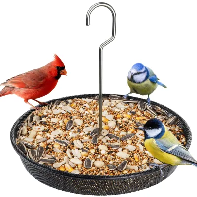 Hanging Bird Feeder Tray, Metal Mesh Bird Feeder Bowl with Thick Metal Hanger, Sturdy & Durable Bird Feeders for Outdoors,