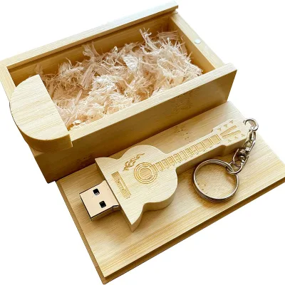 Wooden Guitar Pendrives USB 2.0 Flash Drives USB Sticks for Business Gifts 2G/4GB/8GB