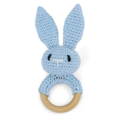 Holiday Party Favor | Organic Cotton Knitted Bunny Teether Rattle