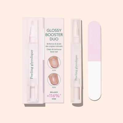 Private Label Polish Free Glossy Shine Exfoliating Smoothing Natural Nail Care Duo Nail Booster Nail Exfoliator Nail Buffer