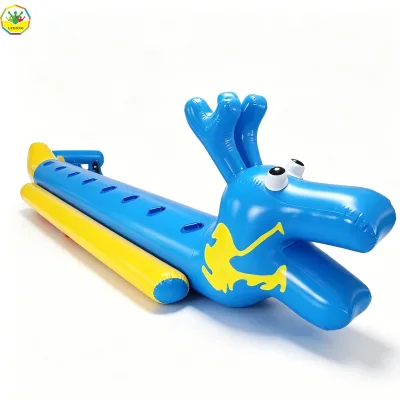 Inflatable Reindeer Shape Land Dragon Boat Team Building Race Game, Outdoor Interactive Inflatable Relay Game Equipment