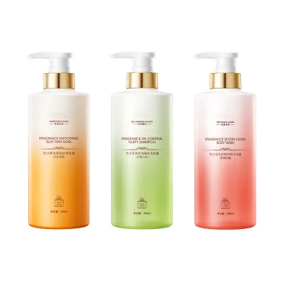 Hot Selling Fragrance Soothing Refreshing Shower Gel Oil Control Fluffy Shampoo Improving Restlessness Hair Mask and Care Set