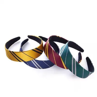 Wowei Cartoon Anime Halloween Costume Scrunches Women Vivid Red and Yellow Stripe Headband Tie Adult Cosplay Hair Accessory