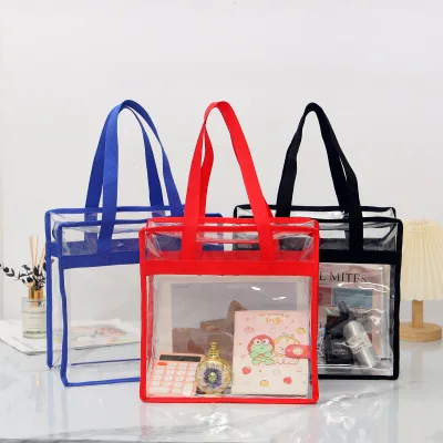 PVC Transparent Waterproof Casual Tote Zip-lock Daily-use Cosmetic Toiletry Bagcustomizable